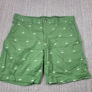 Fabletics Shorts Mens 35 Green Golf Print 8 Inch Inseam Stretch Pockets Chino